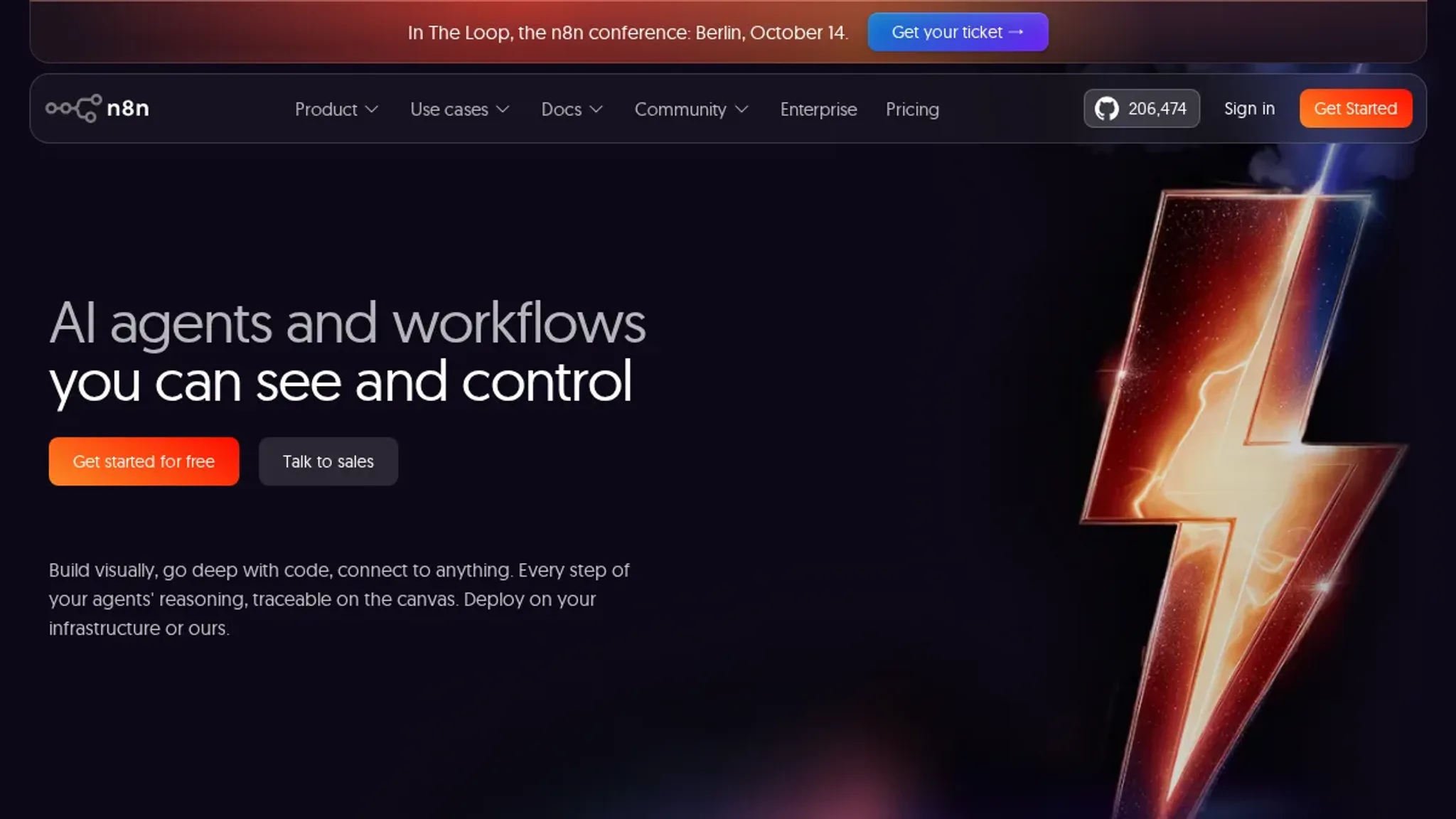 Screenshot of the n8n homepage, captured October 2026