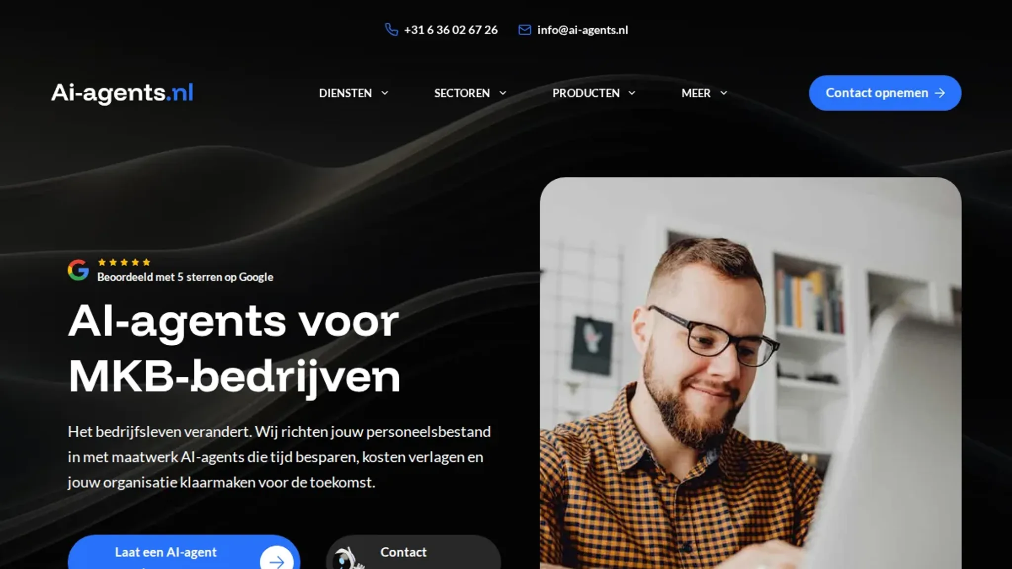 Screenshot of the Ai-agents.nl homepage, captured September 2026