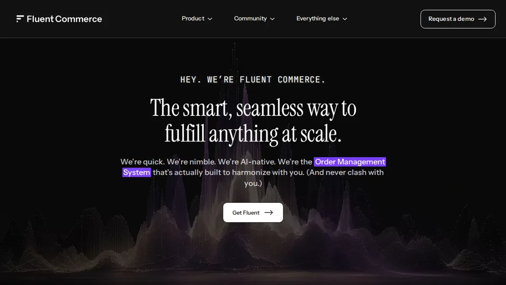 Screenshot of the Fluentcommerce homepage, captured September 2026
